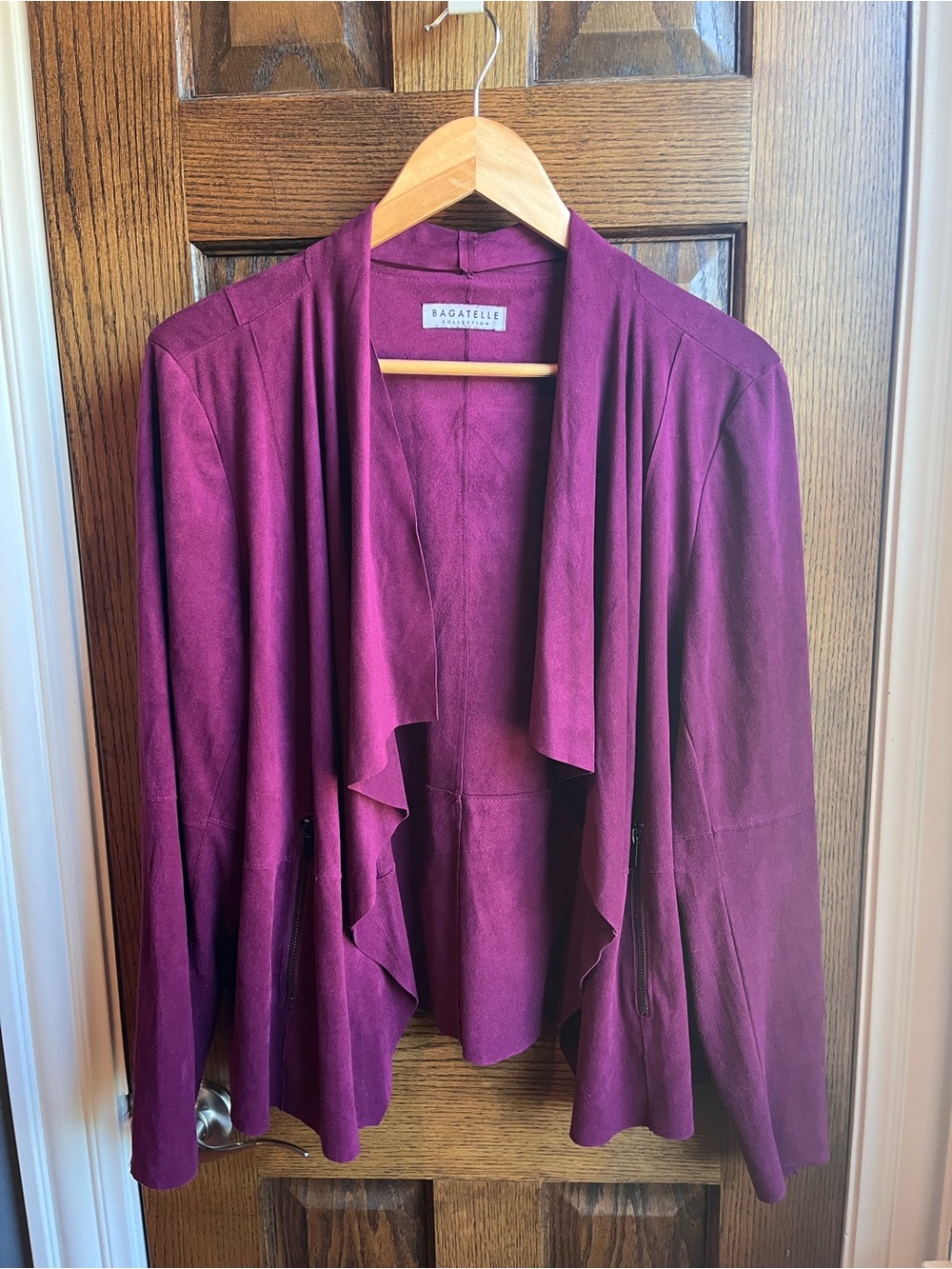 bagatelle Plum Open-Front Waterfall Blazer